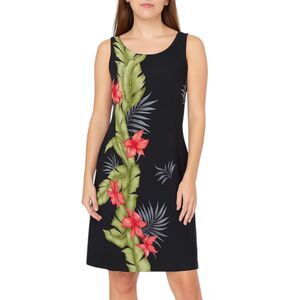 Vintage Hilo Hattie Hawaiian Sleeveless Dress | Zip USA Tropical Resort | Medium